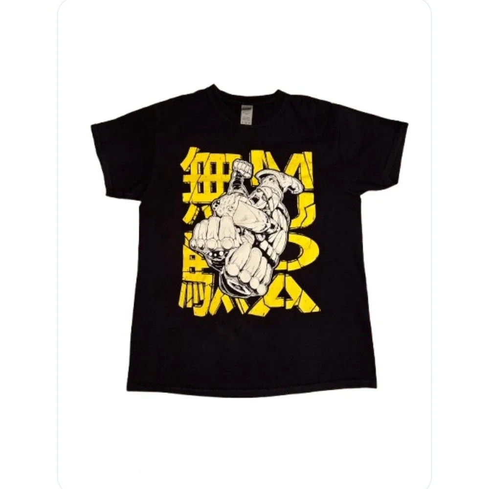 Golden World Shark Robot‎ Shirt Black Yellow Sz M short sleeves
